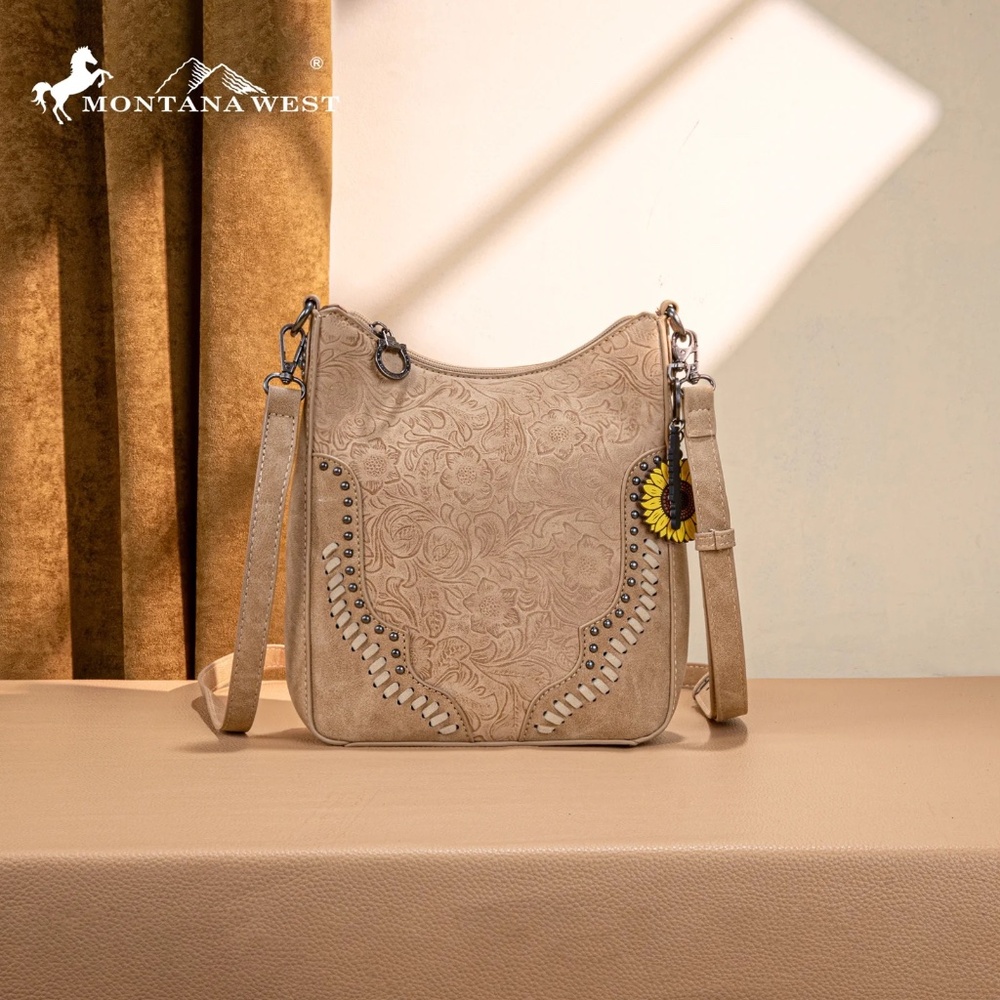 Montana West Embossed Collection Crossbody Bag Tan